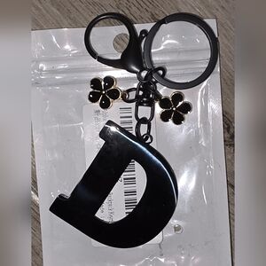 Gunmetal Black Floral Bag Tag Accessory With Flowers